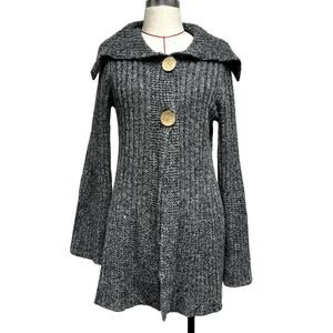 Vintage Its Our Time Womens M Grey Knit Button Front Cardigan Sweater